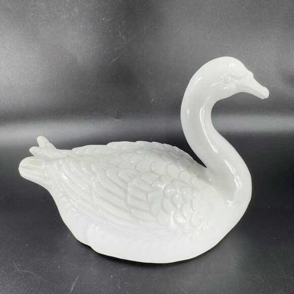 1960s Japanese Large Heavy White Ceramic Stoneware Duck Swan Bird Figurine Japan - Picture 9 of 10